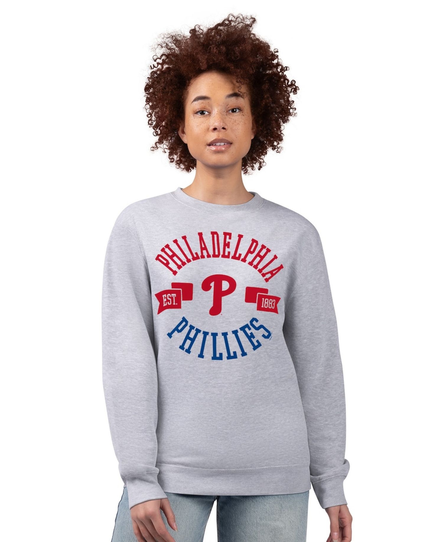 Women's Heather Gray Philadelphia Phillies Team Logo Fleece Pullover Sweatshirt