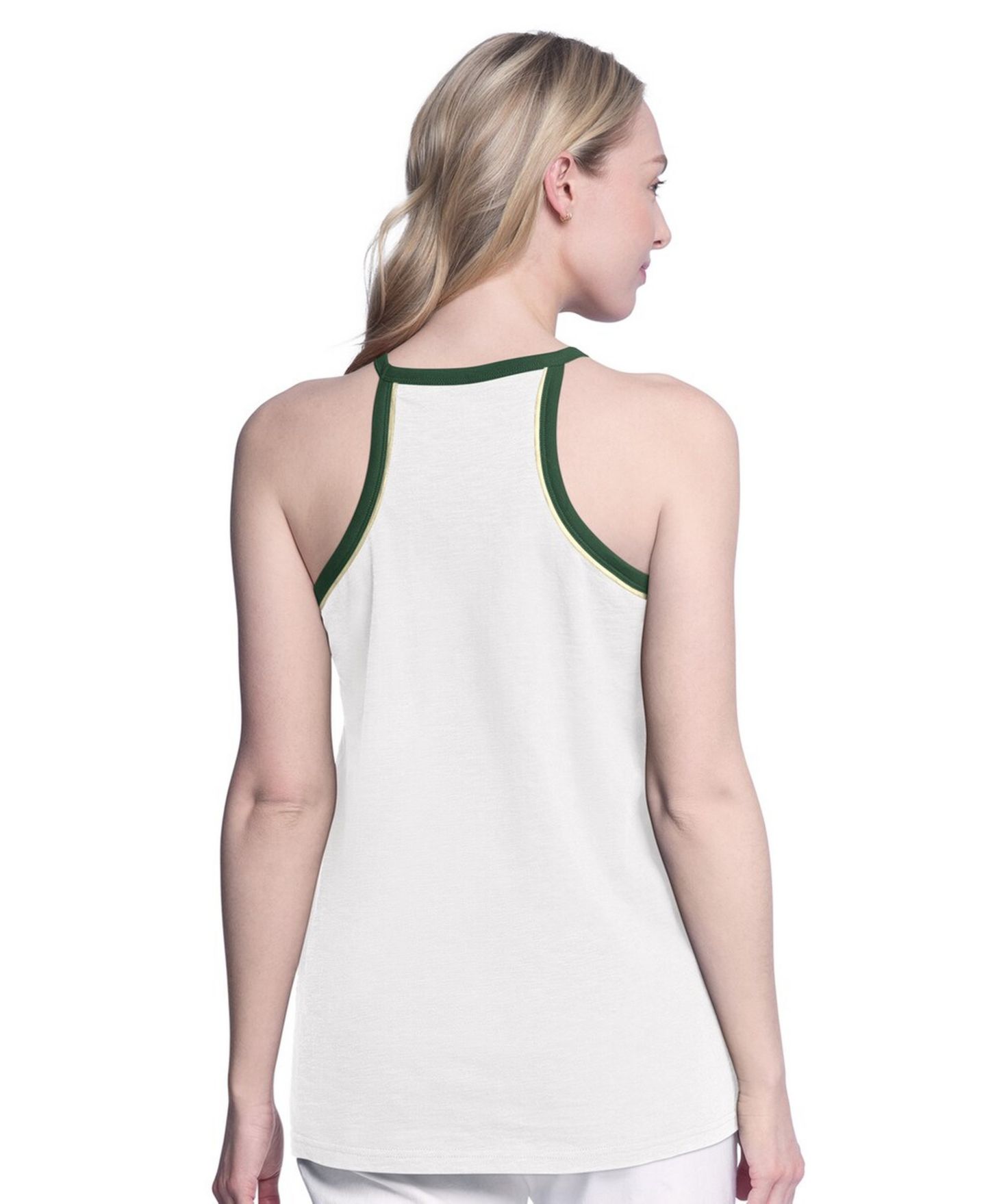 Женский топ G-III 4Her by Carl Banks White Milwaukee Bucks Curveball Racerback Scoop Neck Slub — фото 2