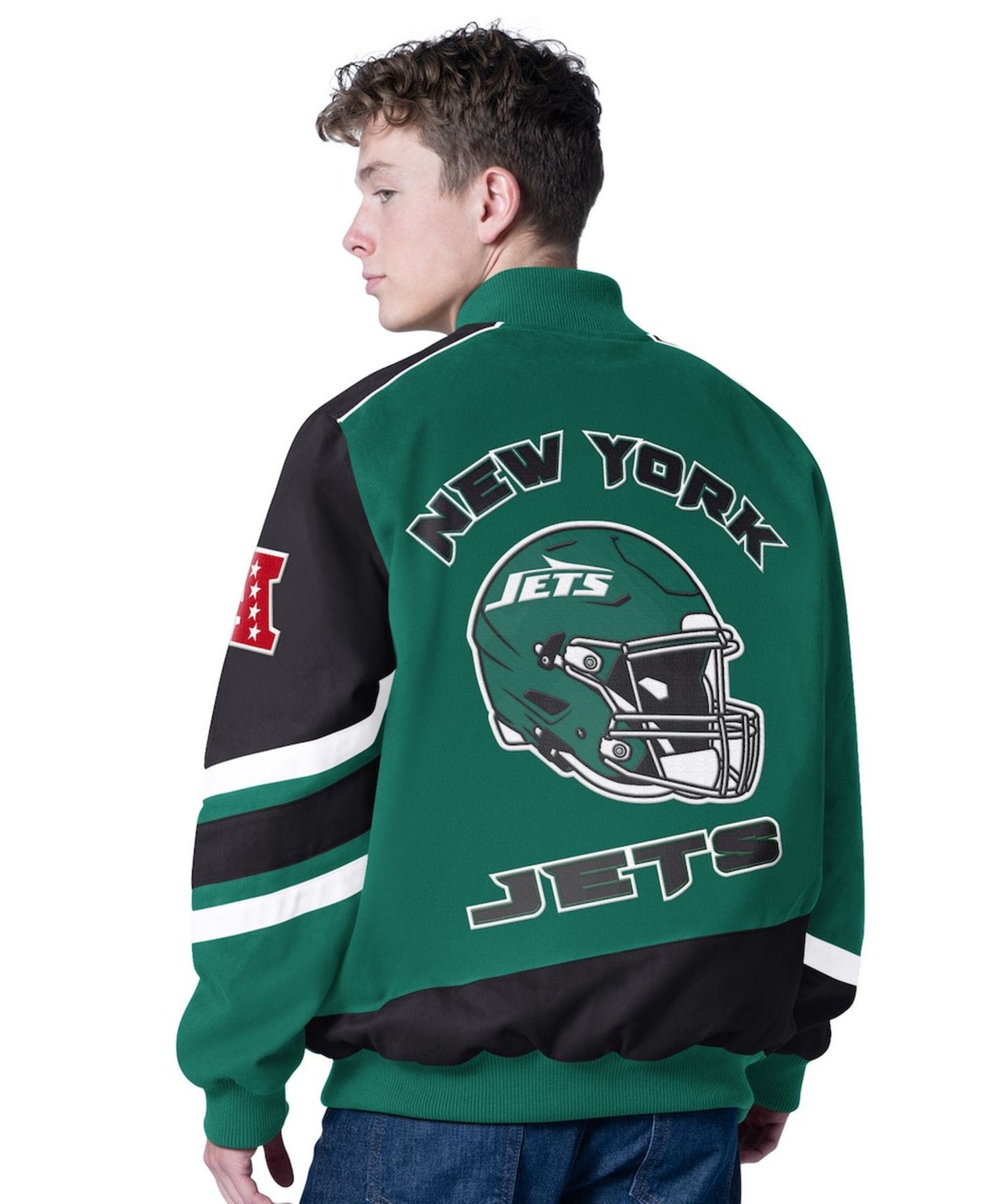 Men's Green New York Jets Prime Time Full-Zip Racing Jacket