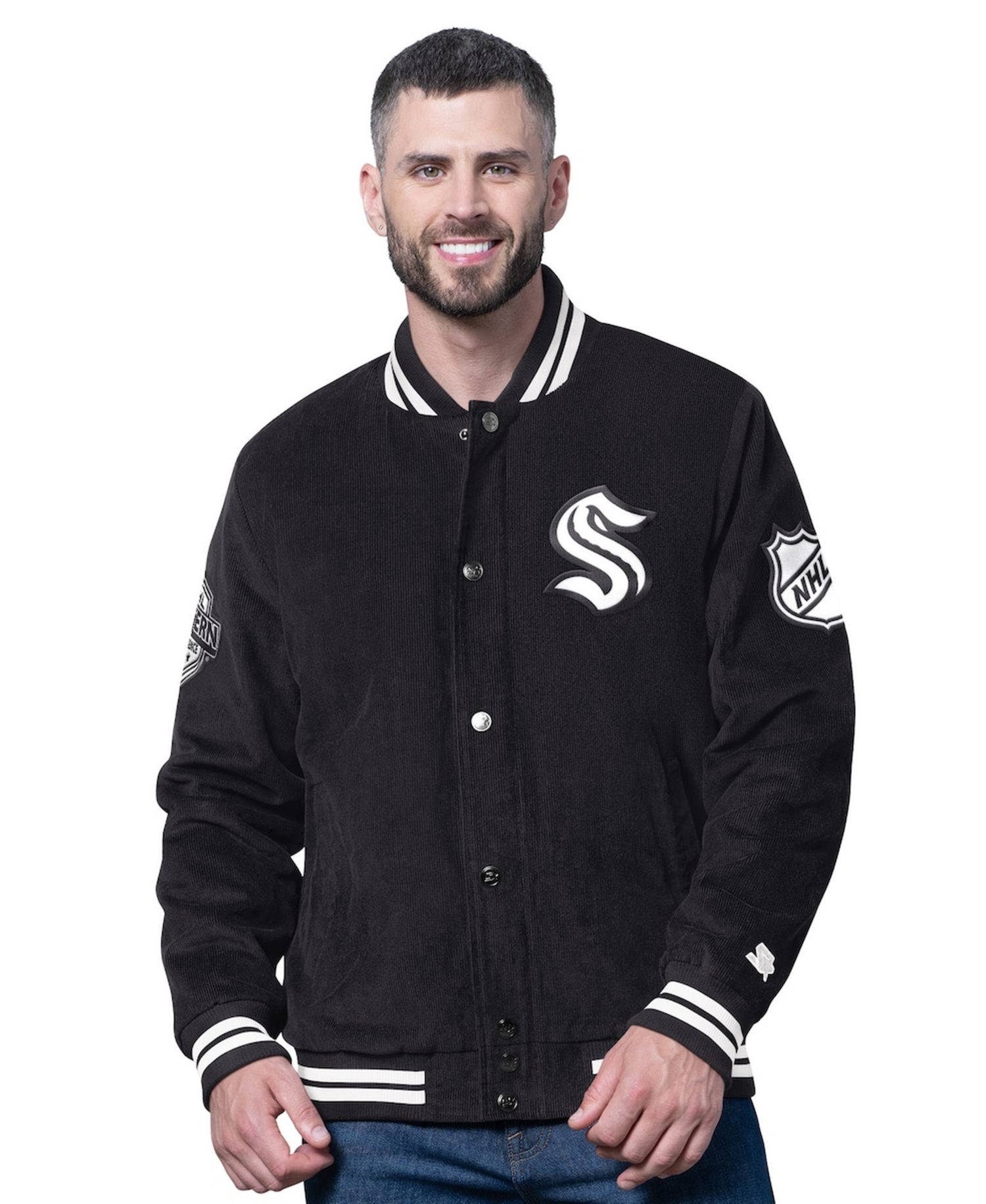 Men's Black Seattle Kraken Blackout Varsity Jacket