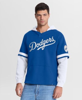 Men's Royal/White Los Angeles Dodgers Oversized Fire Speed Layered Hoodie