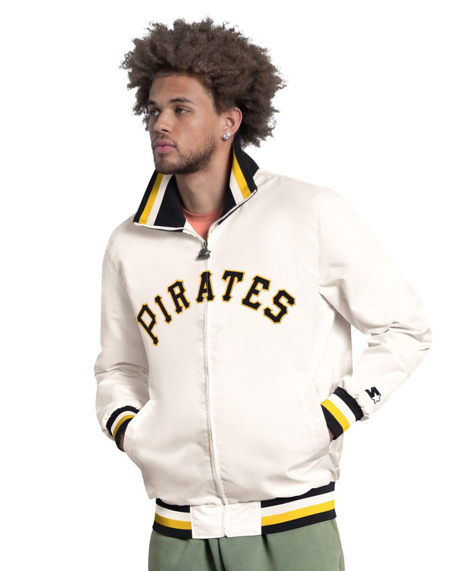 Men's White Pittsburgh Pirates The Captain Cooperstown Logo Full-Zip Varsity Jacket
