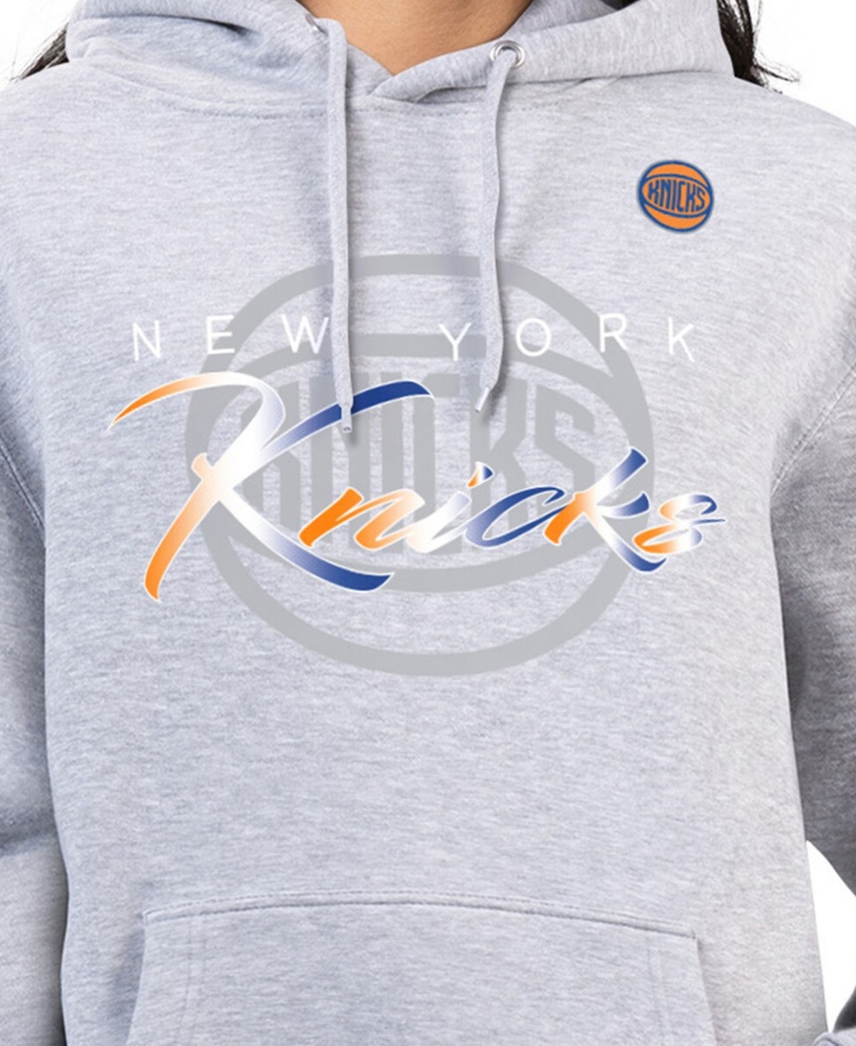 G-iii 4Her by Carl Banks Women's Gray New York Knicks Shadow Logo Tri-Blend Fleece Hoodie