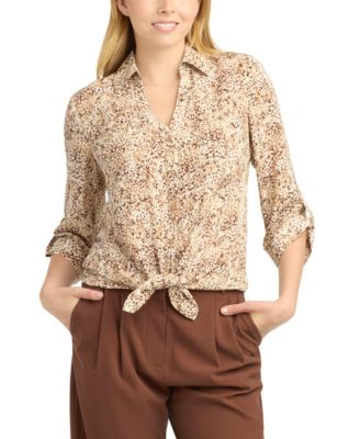 Juniors' Collared Button-Front Shirt