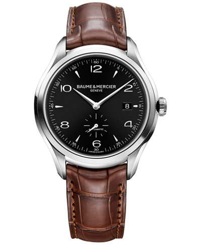 Baume & Mercier Men's Swiss Automatic Clifton Brown Alligator Leather Strap Watch 41mm MOA10053
