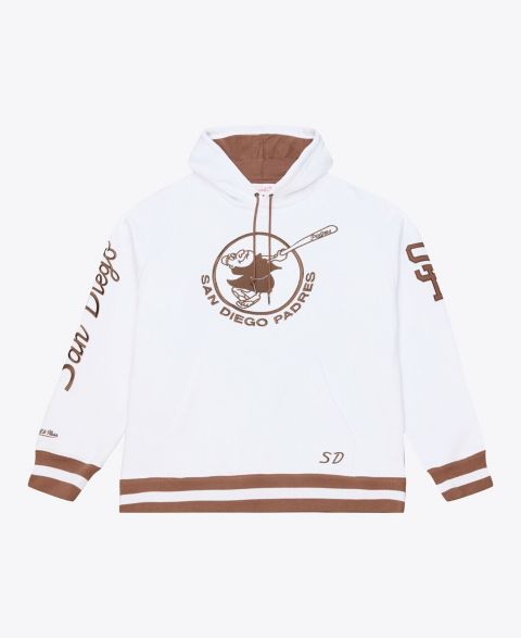Мужское худи Mitchell & Ness White San Diego Padres Cooperstown Collection Fleece