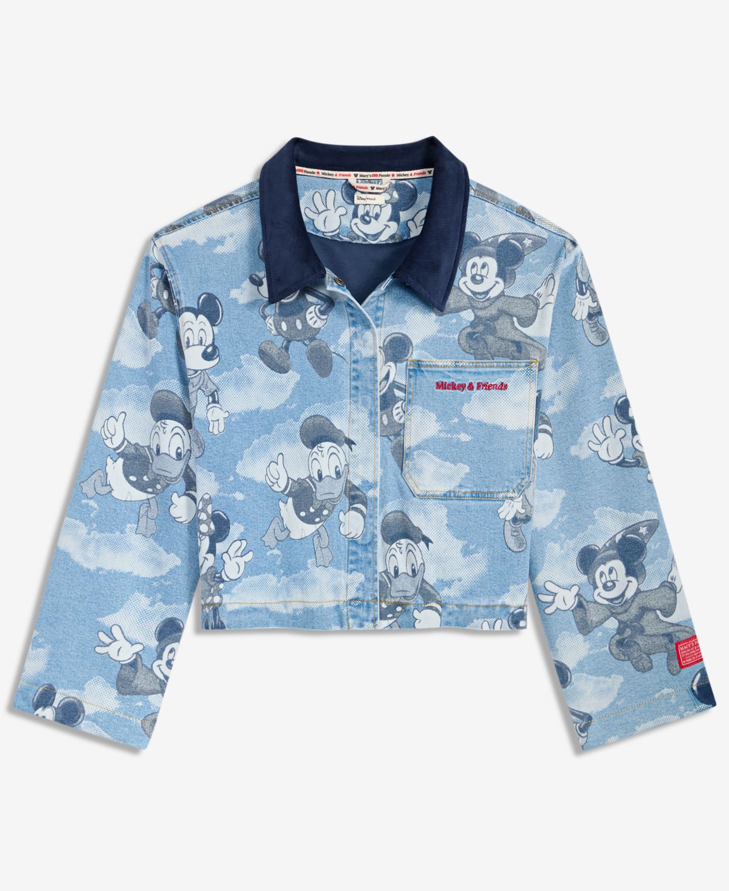 Женская куртка Disney | Macy's Plus Size Cropped Mickey & Friends Parade Balloon Printed Denim — фото 6