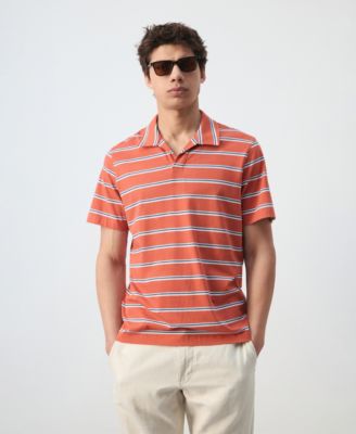 Men's Regular-Fit Striped Pique Cotton Polo Shirt