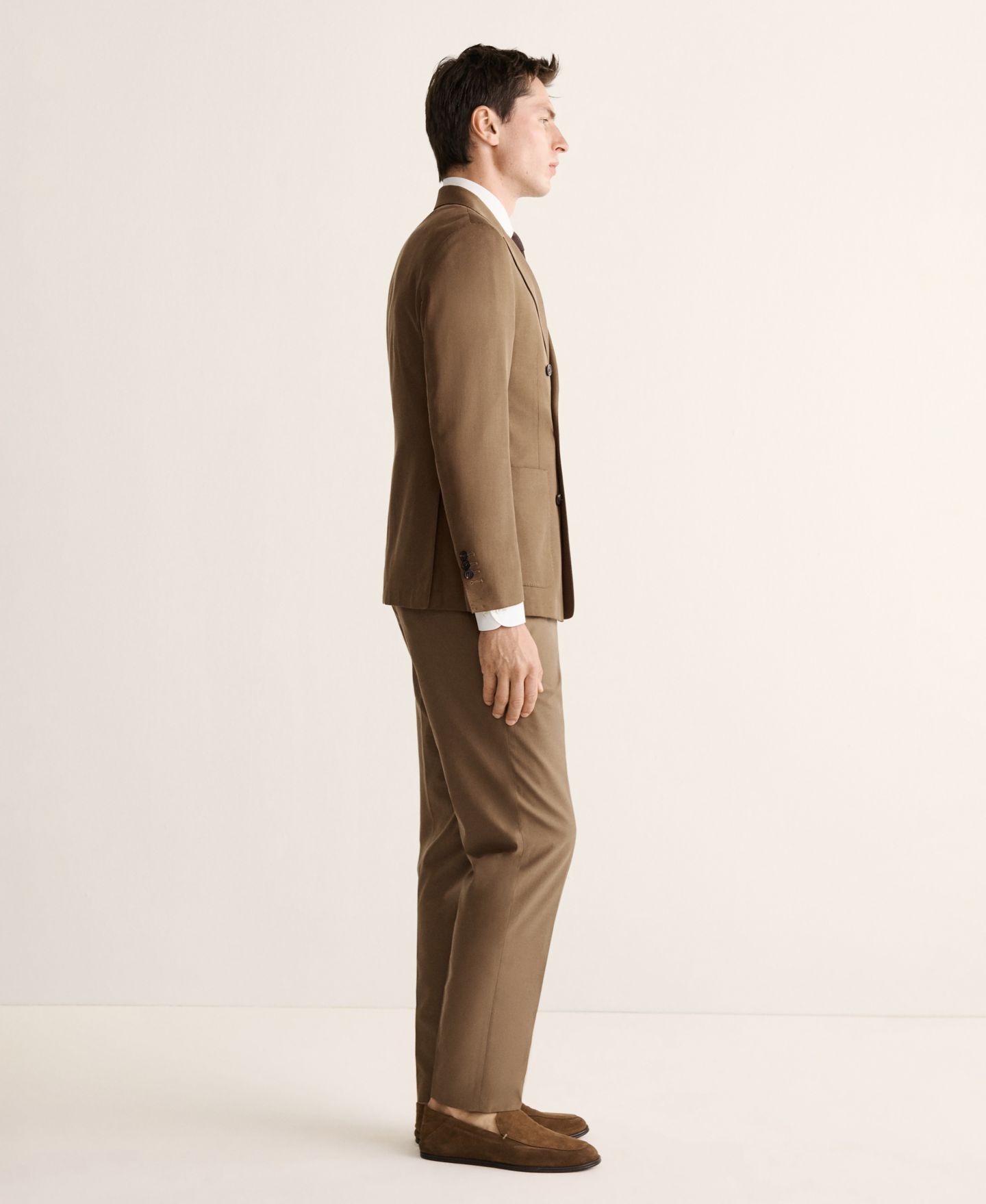 Мужской пиджак MANGO Double-Breasted Lyocell and Cotton Suit, цвет: Коричневый — фото 5