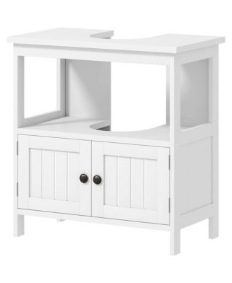   Pedestal Sink Storage Cabinet Bathroom Under Sink Cabinet with 2 Doors and Open Shelf Vanity