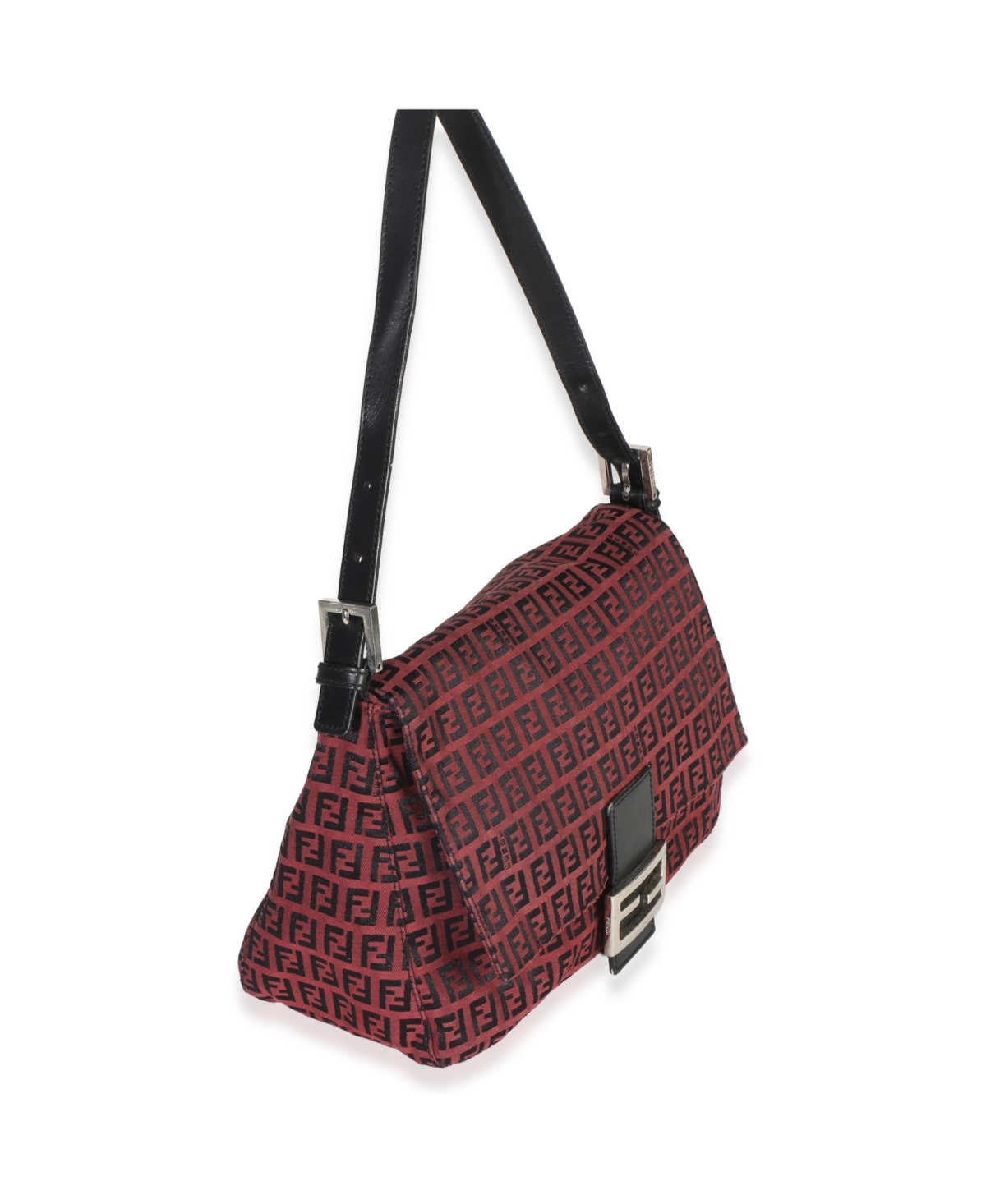 Pre-Owned Fendi Black Red Zucca Mama Baguette