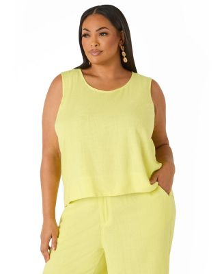 Plus Size Linen Blend Women's Top