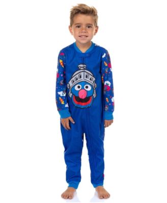 Kids Super Grover Character 1PC Front-Zip Footless Sleeper Pajama