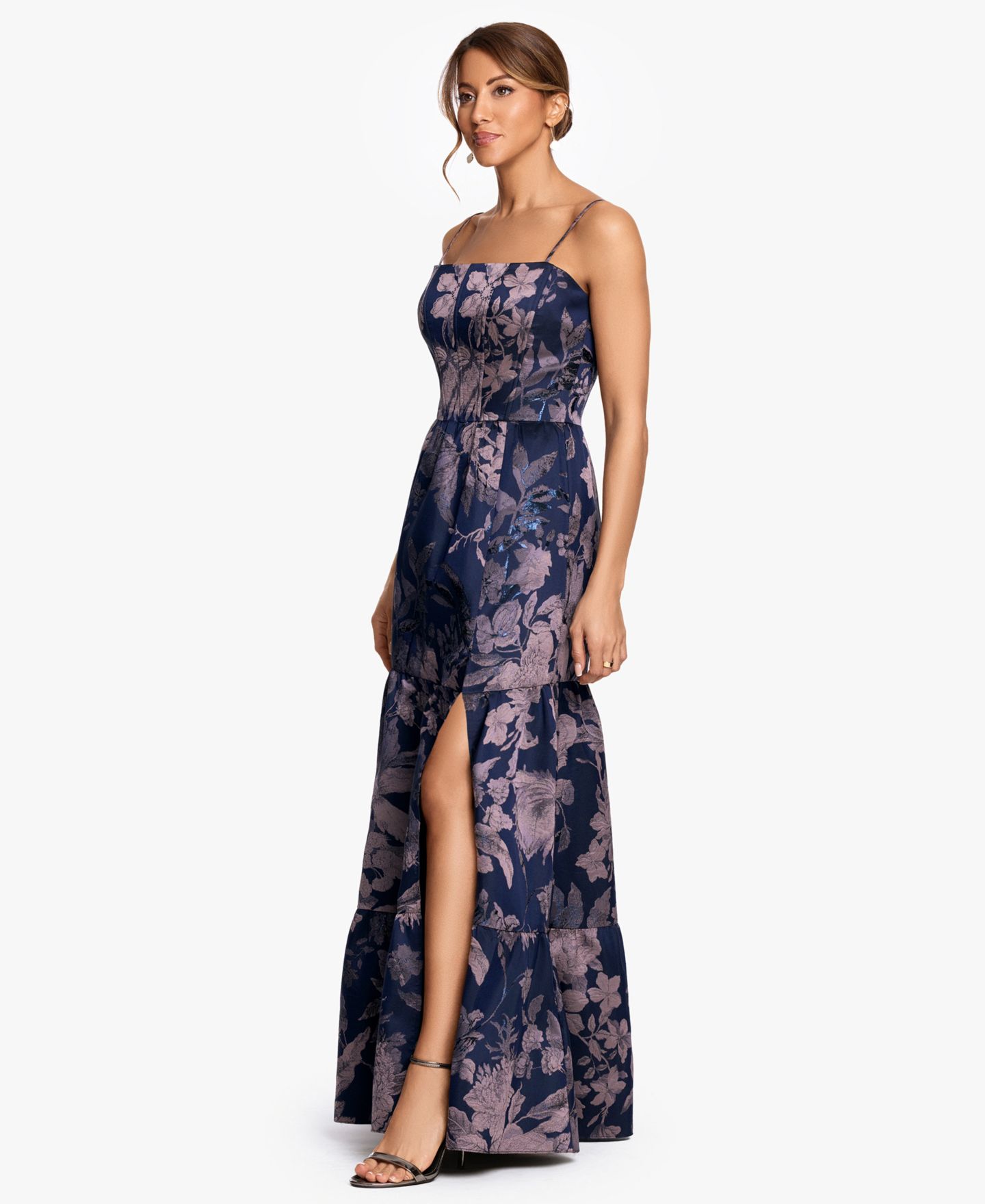 Женские платья Betsy & Adam Brocade Spaghetti Strap Corset Ball Gown, цвет: Тёмно-синий / Пудровый — фото 2