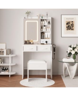 Elegant Bedroom Vanity Table and Chair Set, Stylish Makeup Dressing Table, Comfortable Seat, Ideal for Home Decor and Organization