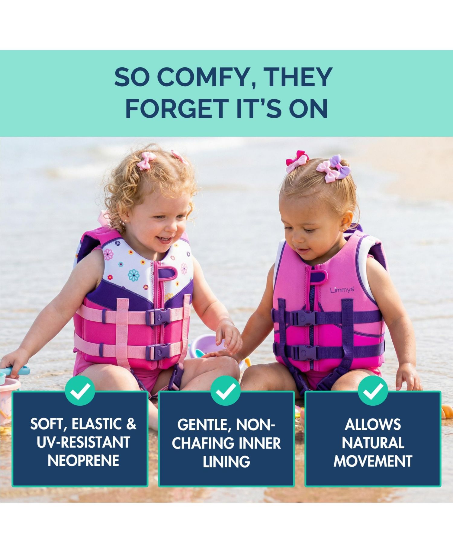 Swim Vest for Toddlers and Kids - CE-Certified Foam Panel Swimming Aid, Award-Winning Design, YKK Zip, Soft Neoprene Comfort