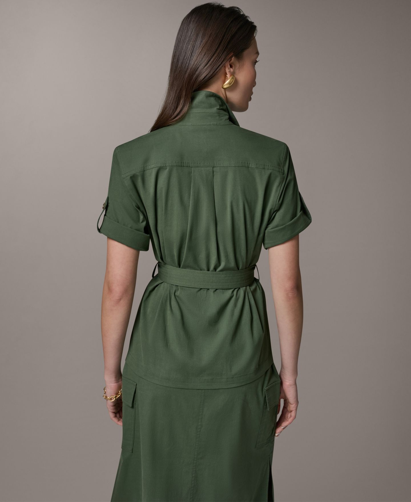Женская куртка Donna Karan Weekend Short-Sleeve Belted Safari, цвет: Verde — фото 5