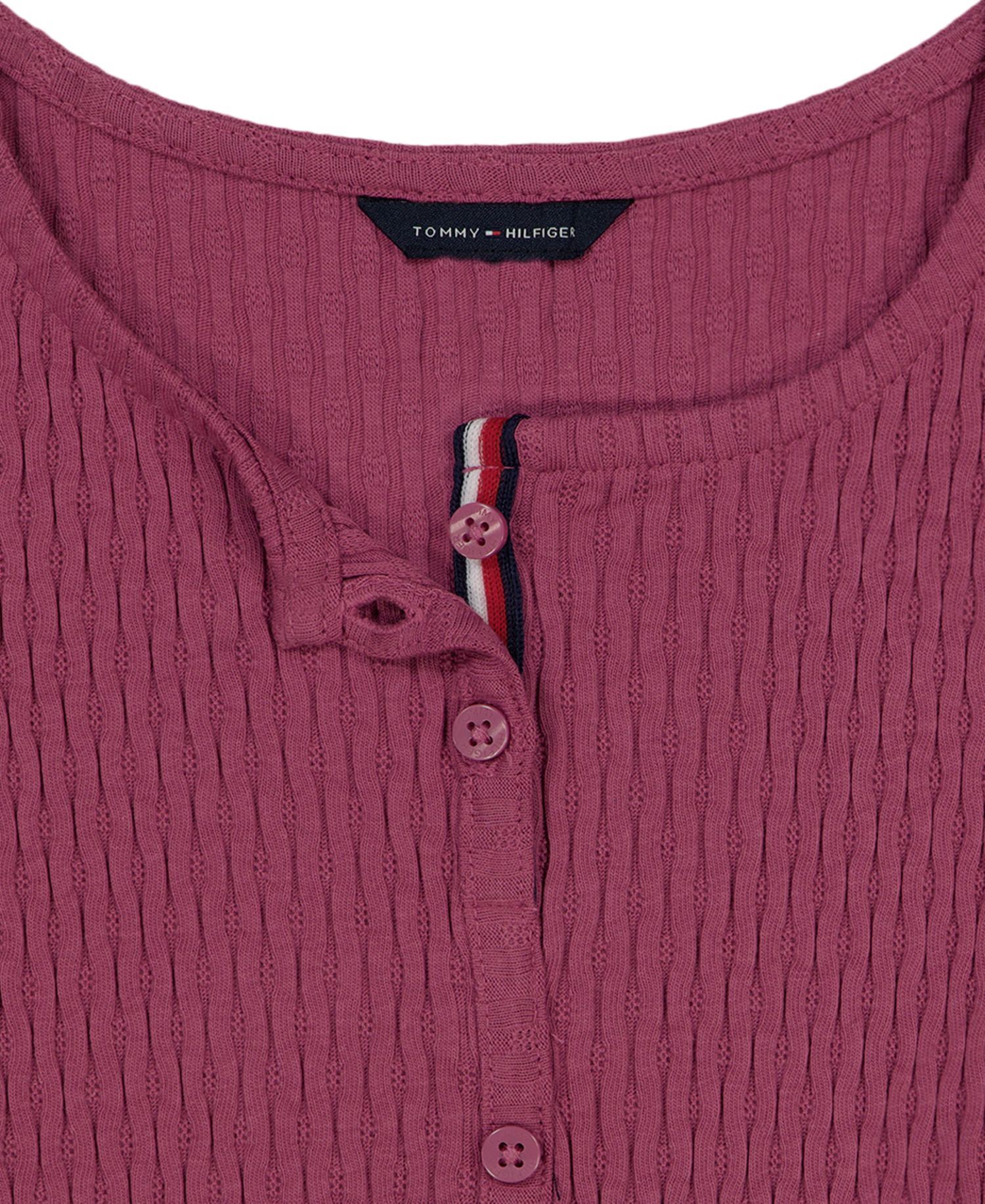 Girls' 7-16 Pointelle Rib Short-Sleeve Top