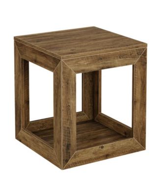 Modern Square Nightstand with Open Storage Shelf