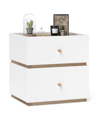 2 Drawer Modern Nightstand with Storage for Bedroom and Living Room