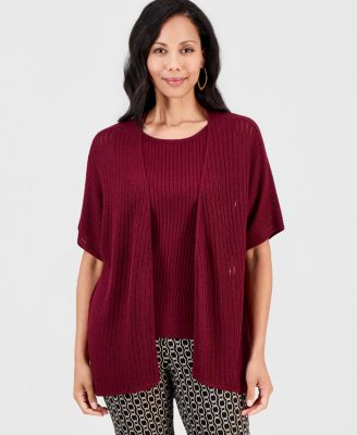 Women's Pointelle Open-Front Cardigan