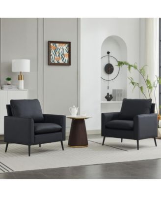 Leather Upholstered Sofa Chair Set of 2