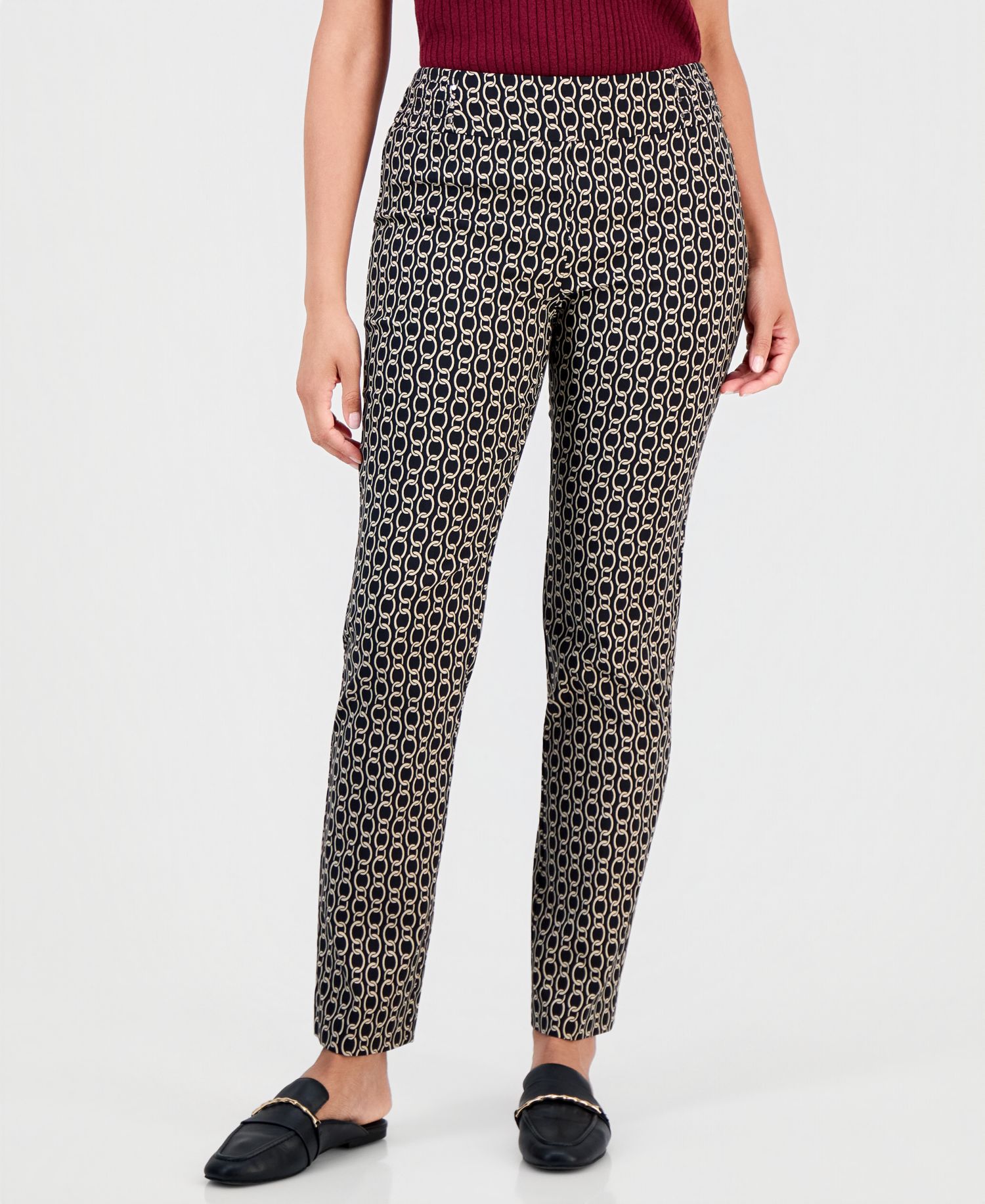 Women's Printed Pull-On Straight Leg Pants