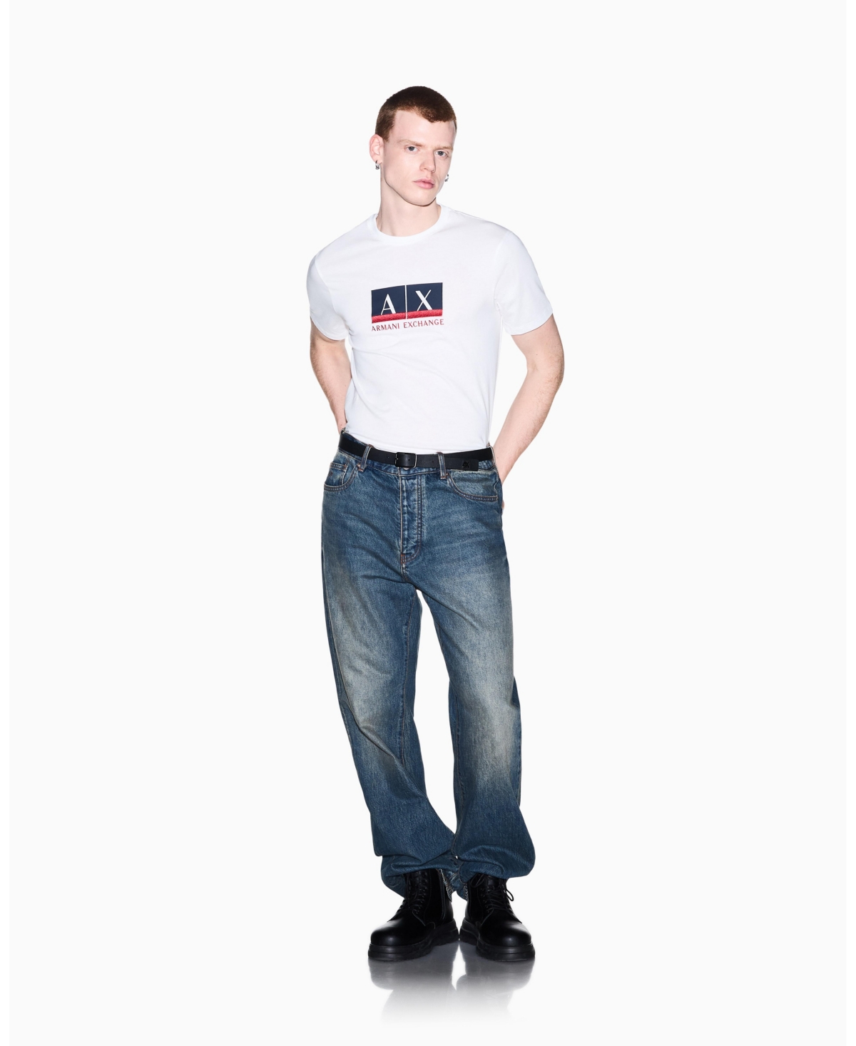A|X Armani Exchange Men's Short Sleeve Metallic Box Logo Slim Fit T-Shirt