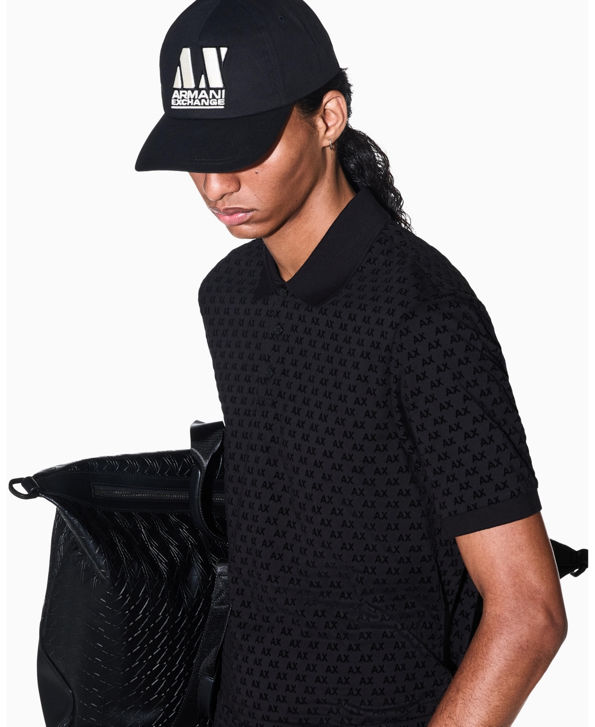 A|X Armani Exchange Men's Flocked Logo Cap
