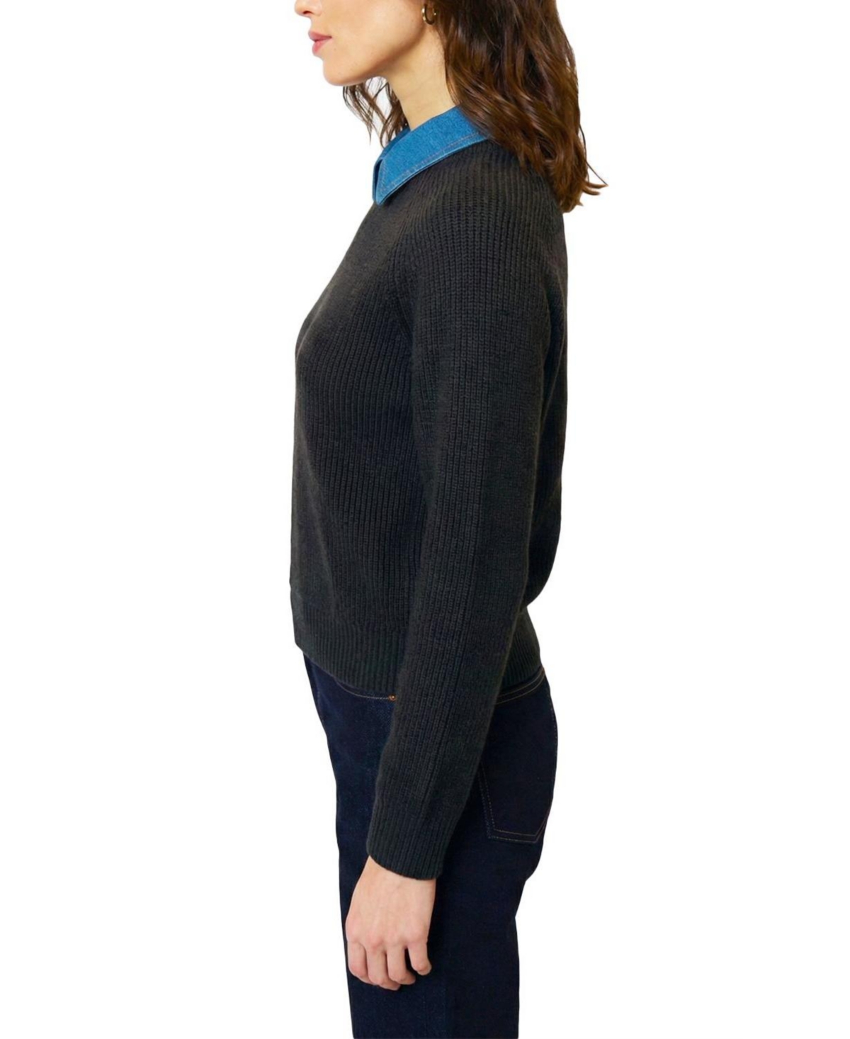 Central Park West Women's Dash Denim Collar Pullover