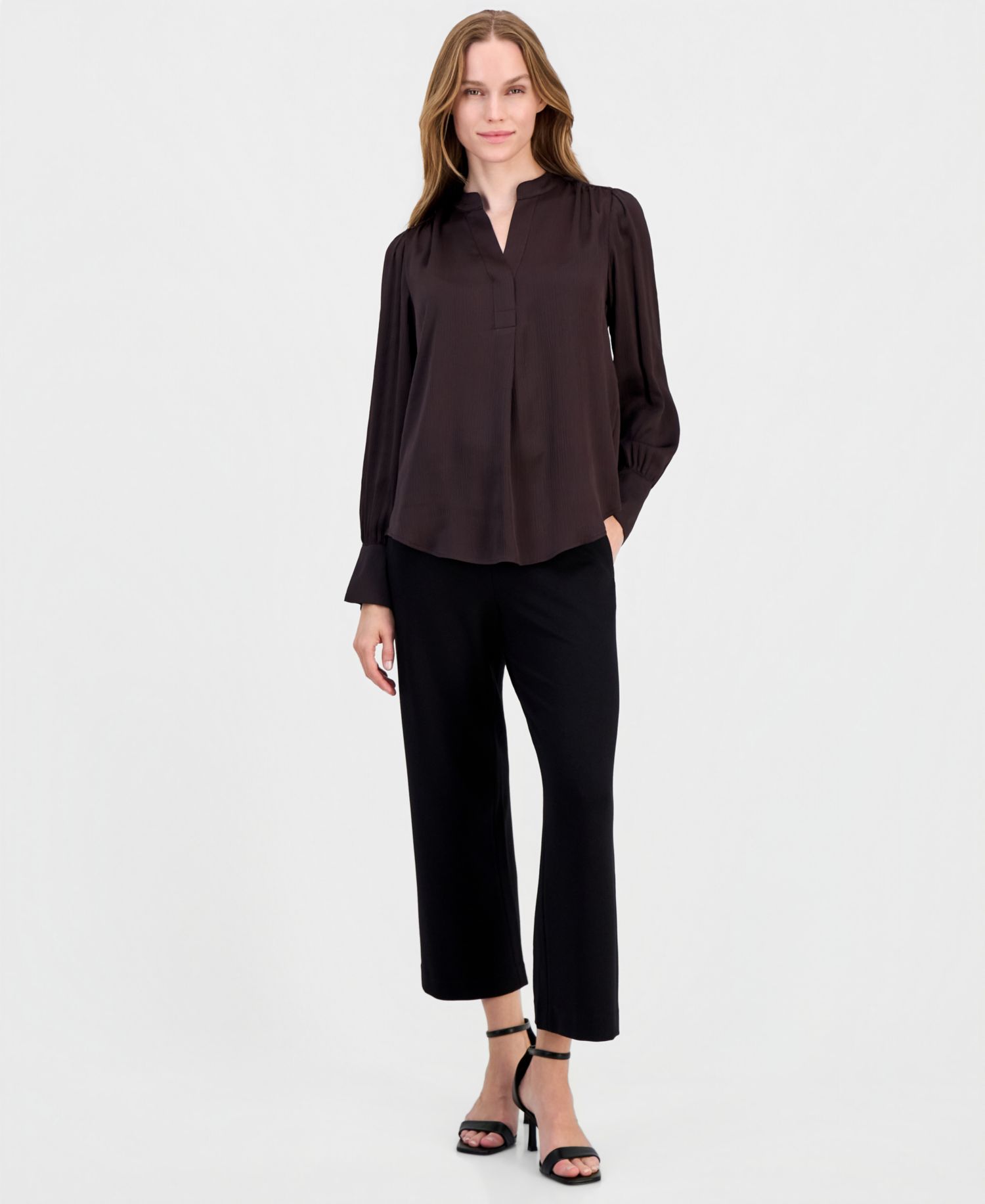 Petite Split-Neck Blouse