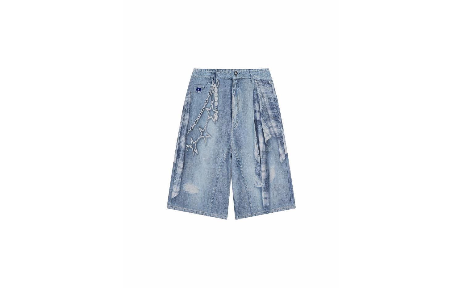 Women's Plaid Panel Chain Jorts