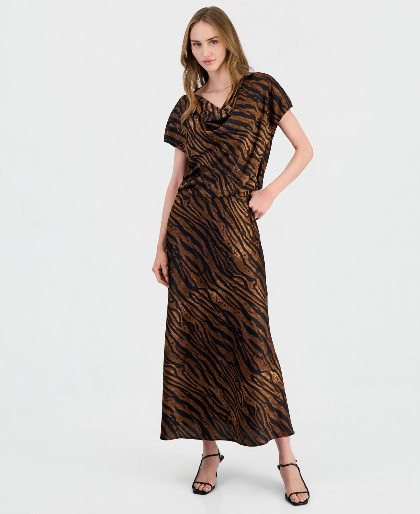 Женская юбка Anne Klein Animal-Print A-Line Midi, цвет: Чёрный разноцветный — фото 2