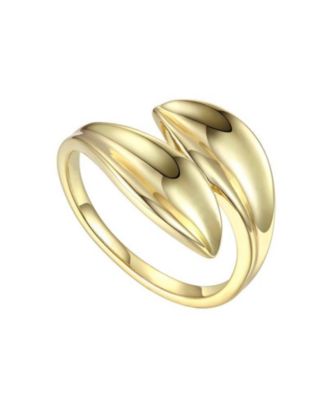 Modern 14K Gold Plated Bypass Leaf Wave Ring