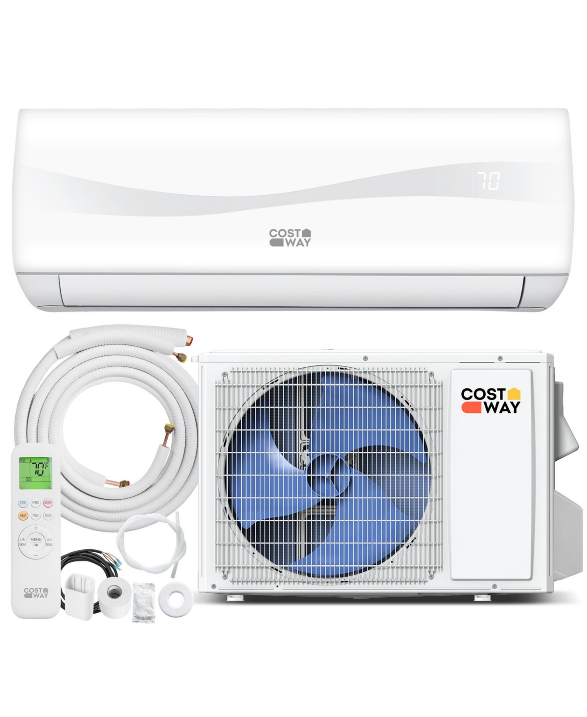 Costway 9100 Btu Mini Split Air Conditioner and Heater with Heat Pump and Full Installation Kit