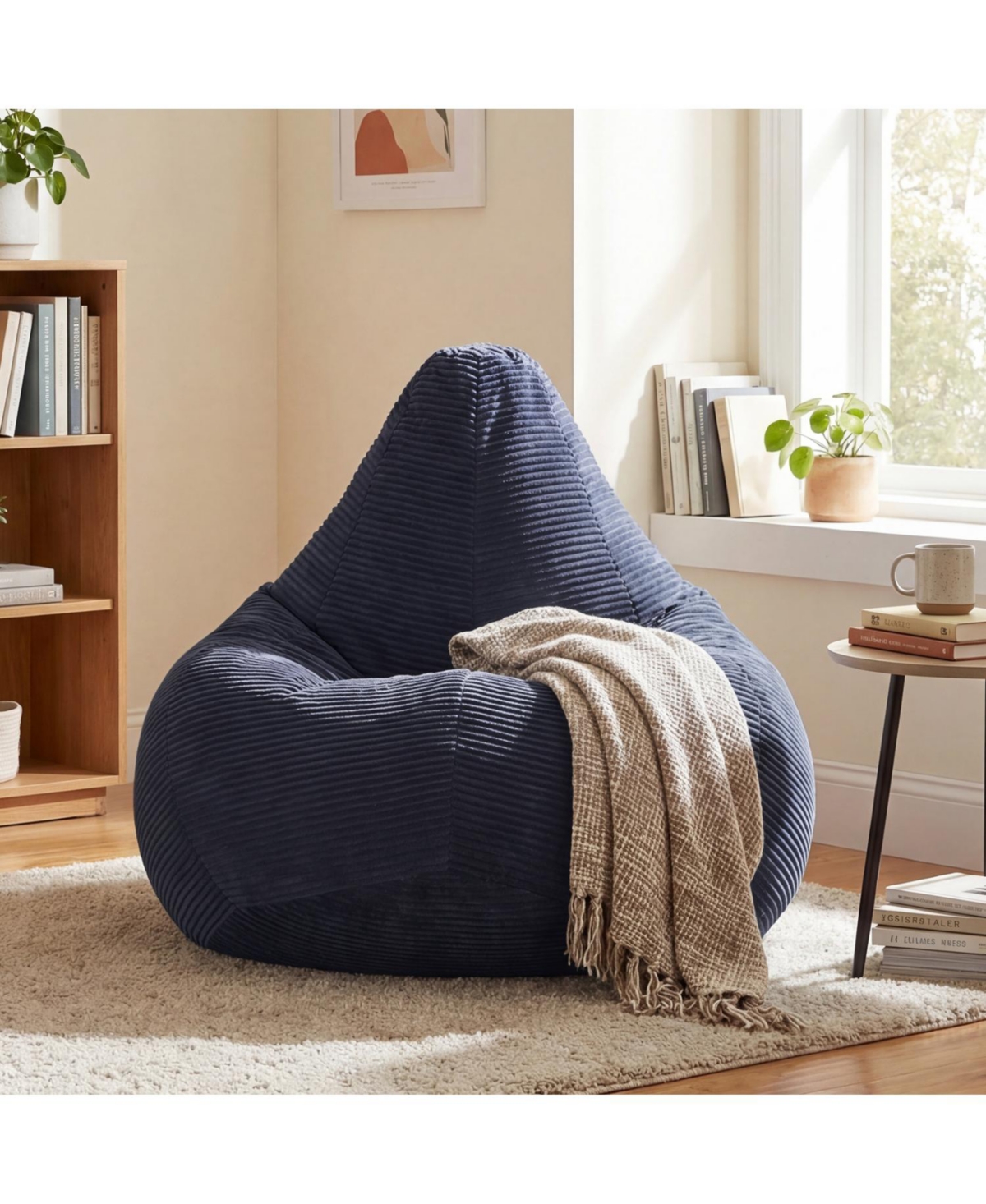 Slickblue Bean Bag Chair for Adults with Soft Filling and Corduroy Upholstery