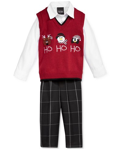 Nautica 3-Pc. Ho Ho Ho Sweater Vest, Shirt & Pants Set, Baby Boys (0-24 months)