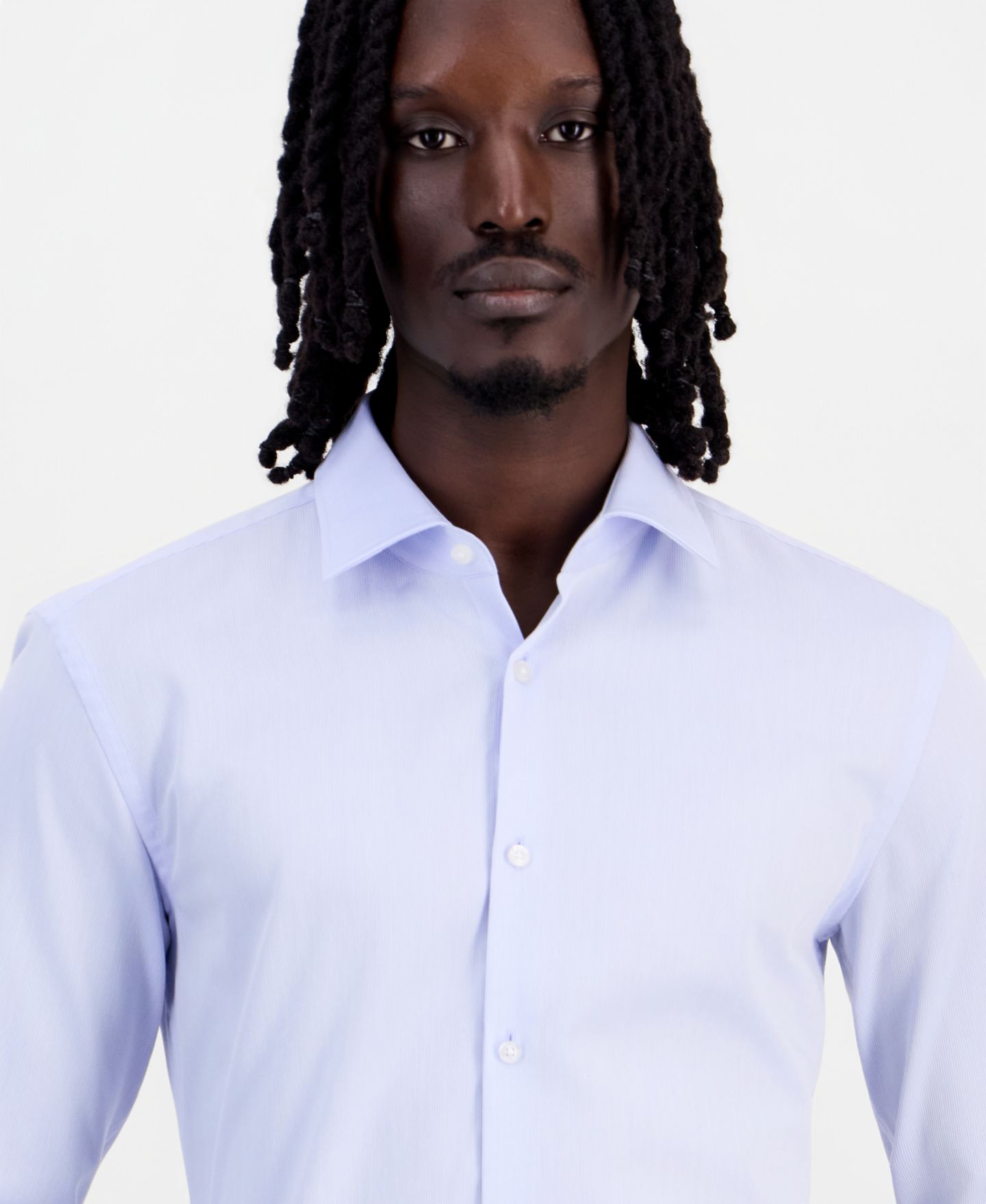 Мужская рубашка Hugo Boss HUGO by Kenno Slim-Fit Solid Dress Shirt, цвет: Светлый пастельный синий — фото 2