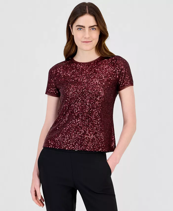 Women's Sequin Crewneck Short-Sleeve Tee - thumbnail 4