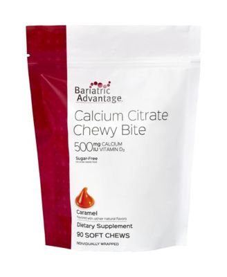 Calcium Citrate Chewy Bites 500 mg - Highly Absorbable and Digestible - Vitamin D3 - Easily Chewable Calcium Supplement - 90 Count