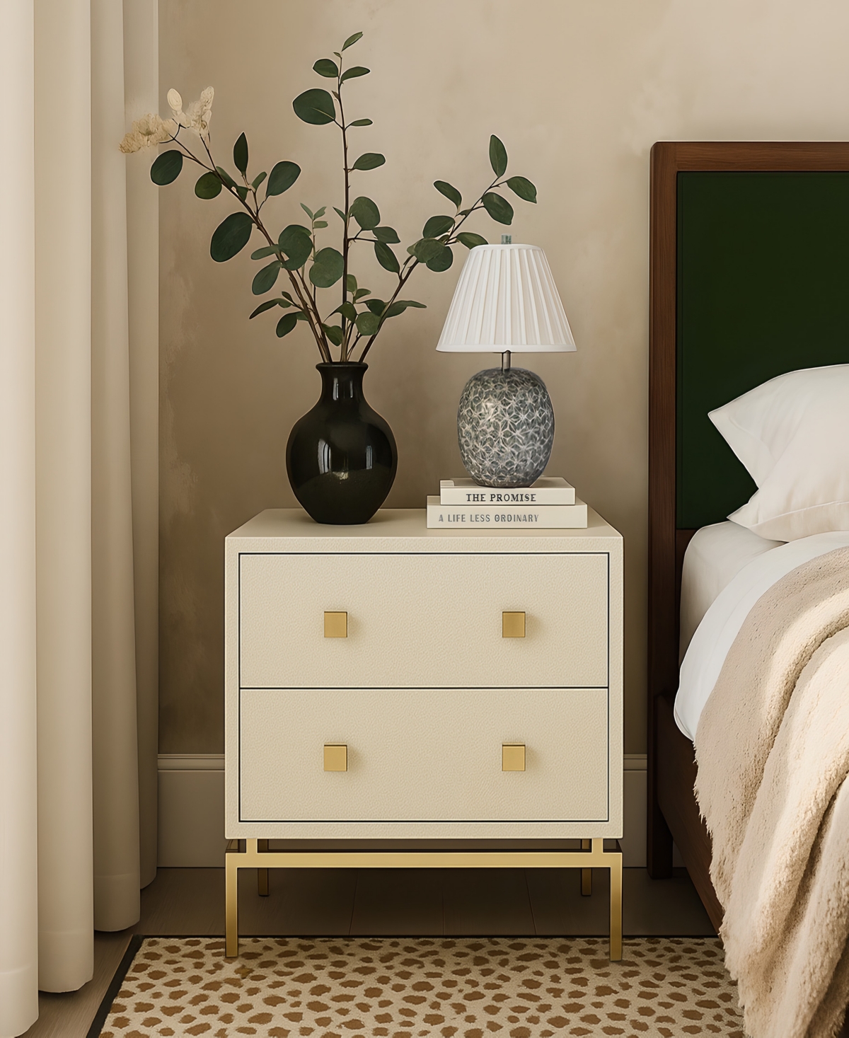 Tov Furniture Pesce 23.3" Wood Shagreen Nightstand