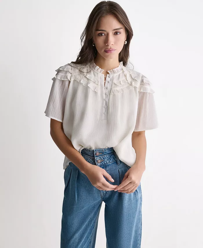 Women's Crewneck Short-Sleeve Ruffle Top - thumbnail 6