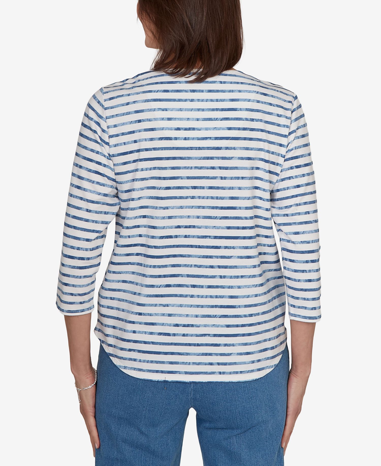 Petite Medallion Embroidered Stripe Top
