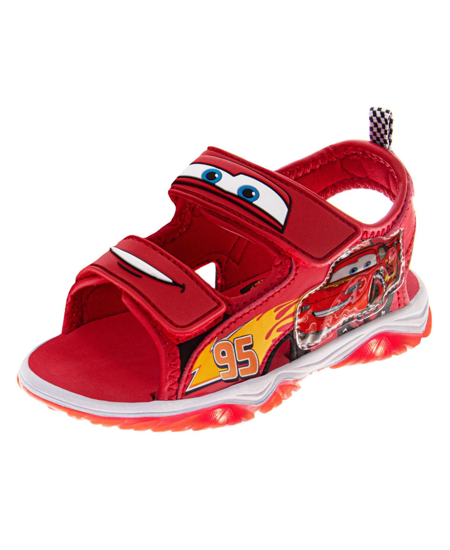 Сандалии Disney Pixar Cars Open-Toe Light-Up Sport Sandals, Hook and Loop Outdoor Sandals Featuring Lightning McQueen для мальчиков, цвет: Красный — фото 1