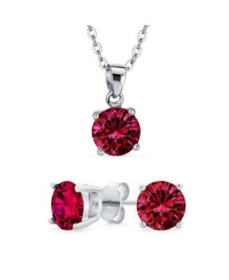4CTW Round CZ Solitaire Stud Earrings and Pendant Necklace Set .925 Sterling Silver