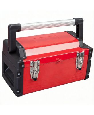 Metal Toolbox 16" Steel Organizer Portable Double-Lock Removable Tray