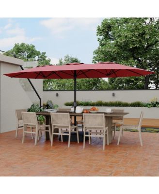 Heavy Duty Outdoor Patio Umbrella with 8 Ribs, Waterproof UV Protection, Crank and Push-Button for Deck, Pool, Garden, Backyard