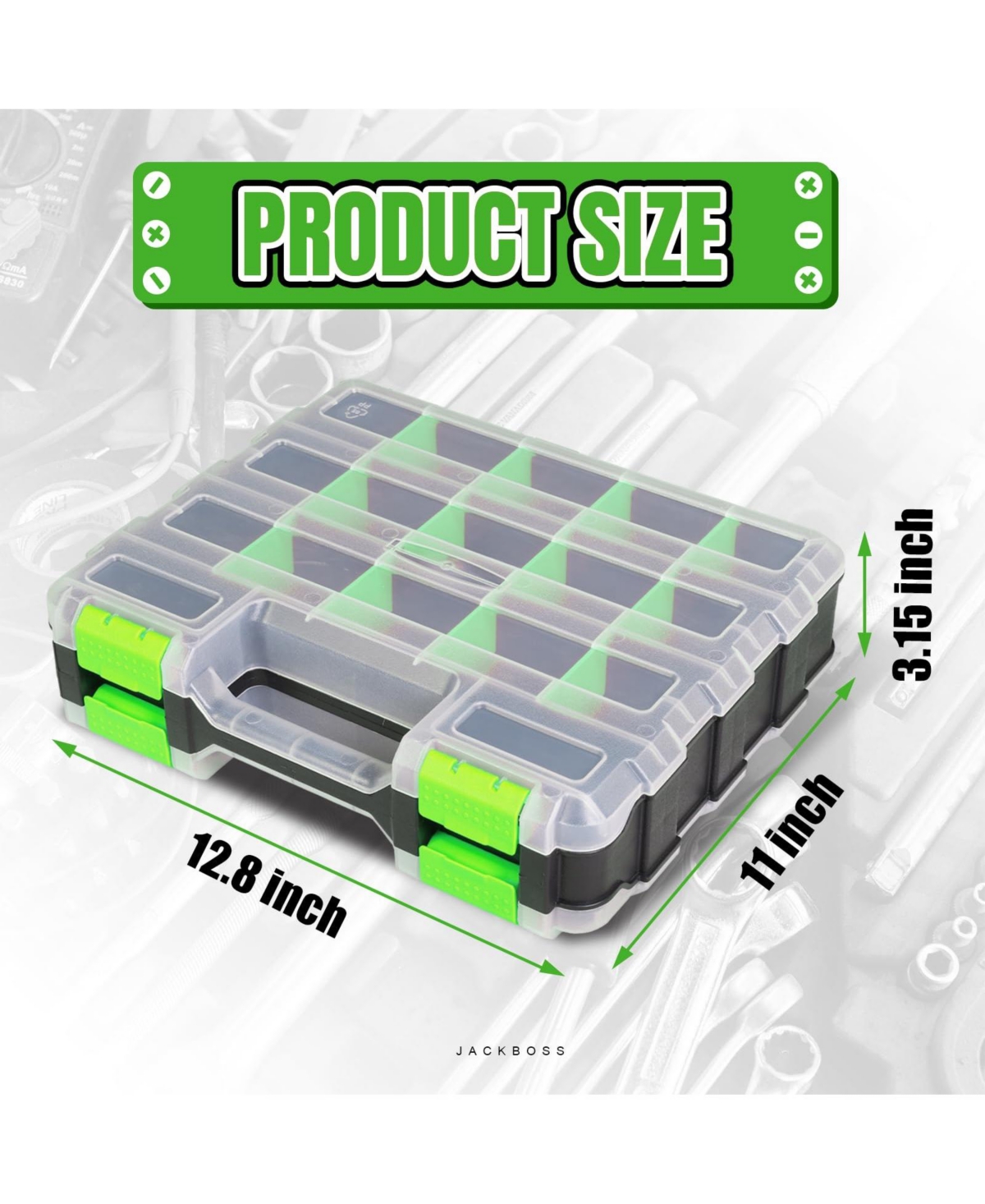 Xdovet Tool Box Transparent Lid Double Side Organizer Removable Dividers Hardware