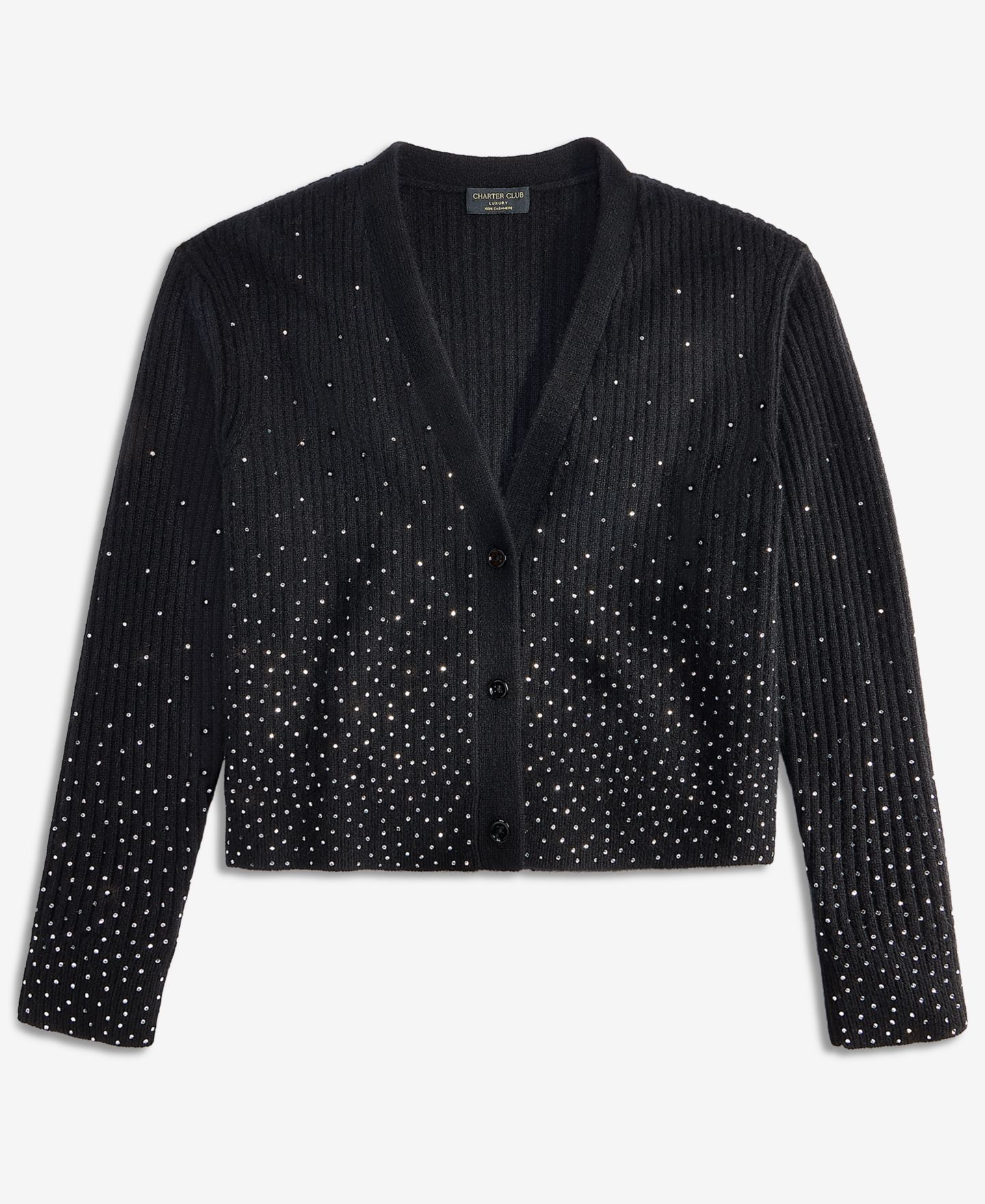 Женский кардиган Charter Club 100% Cashmere Embellished Boyfriend, цвет: Чёрный — фото 5