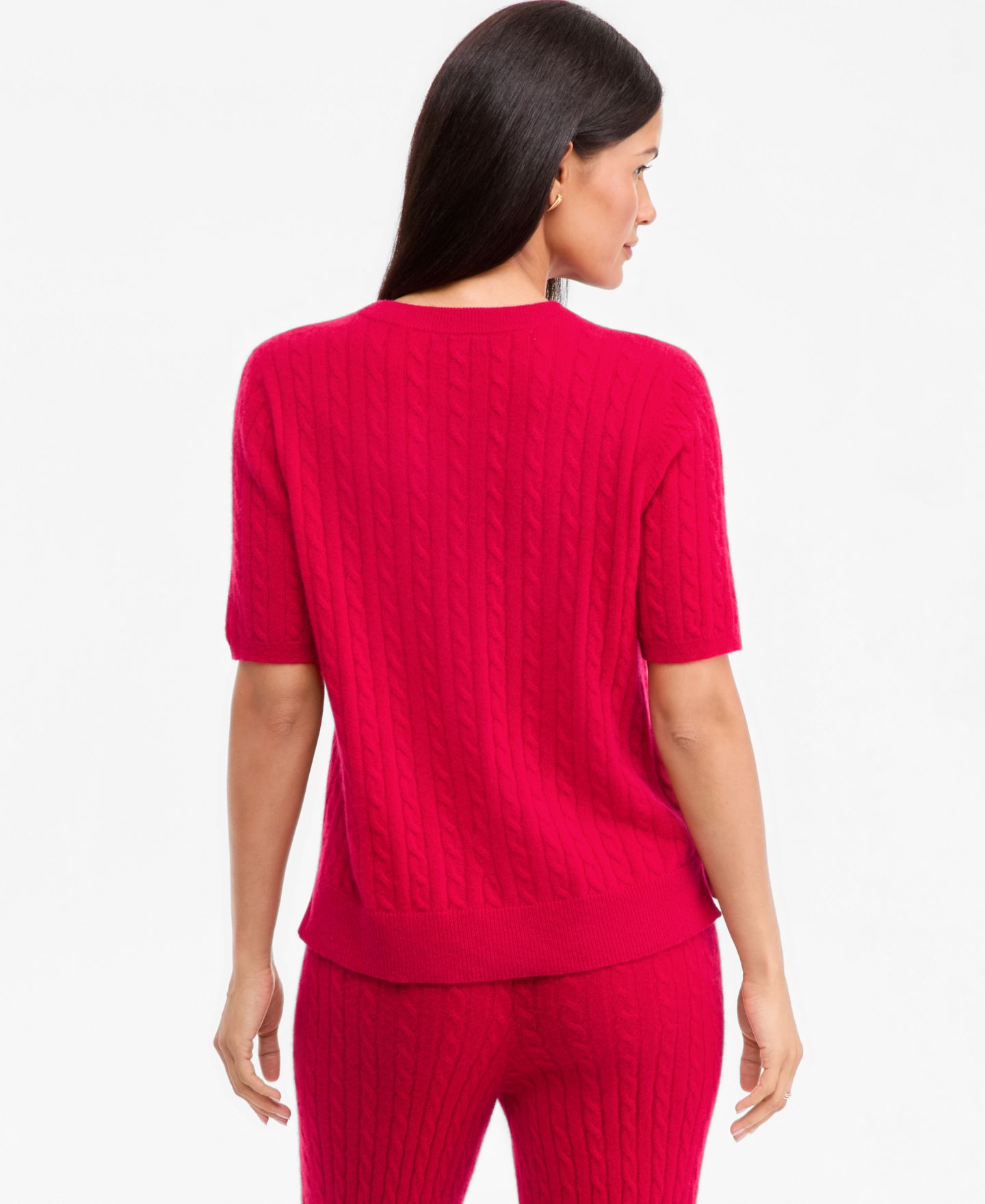 Женский свитер Charter Club Cable-Knit Short-Sleeve 100% Cashmere, цвет: Красный — фото 4